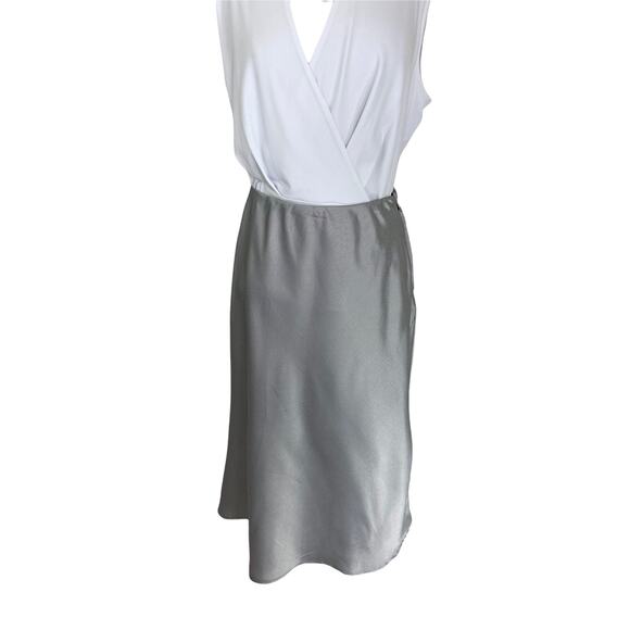 Pinstripe satin slip skirt, Must Have women's large black silver gray silky midi - Picture 1 of 7